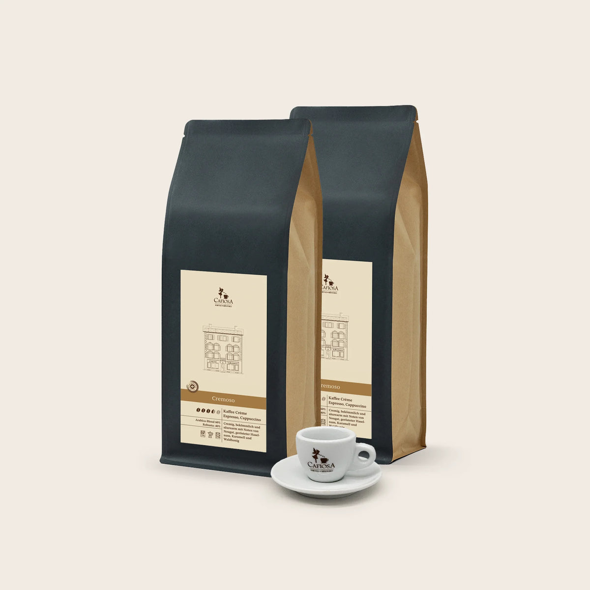 2 kg Cafiosa Cremoso + Espressotasse